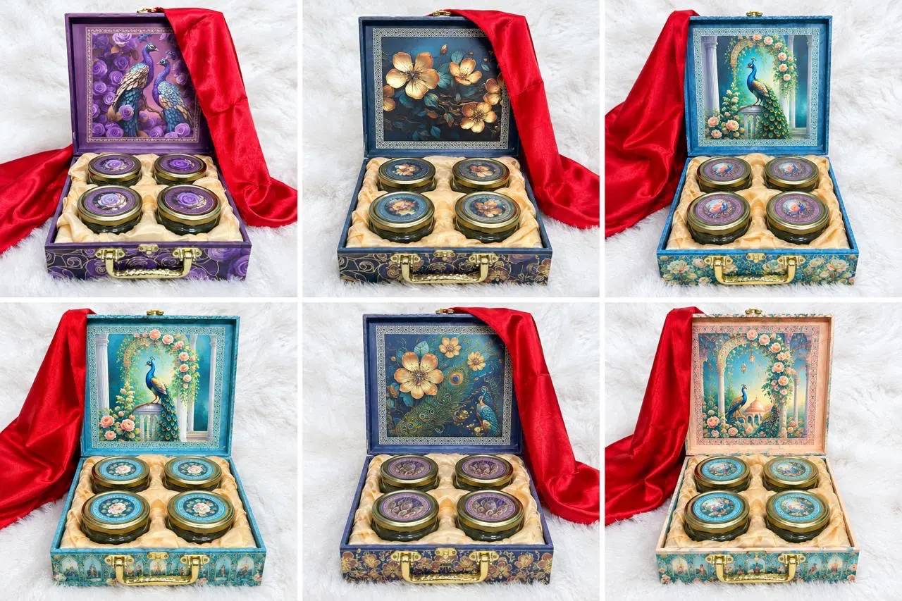 Luxury dryfruit box with 4 glass  jars