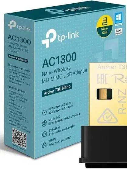 TP-Link Archer T3U Nano AC1300 wireless MU-MIMO USB adapter with retail box