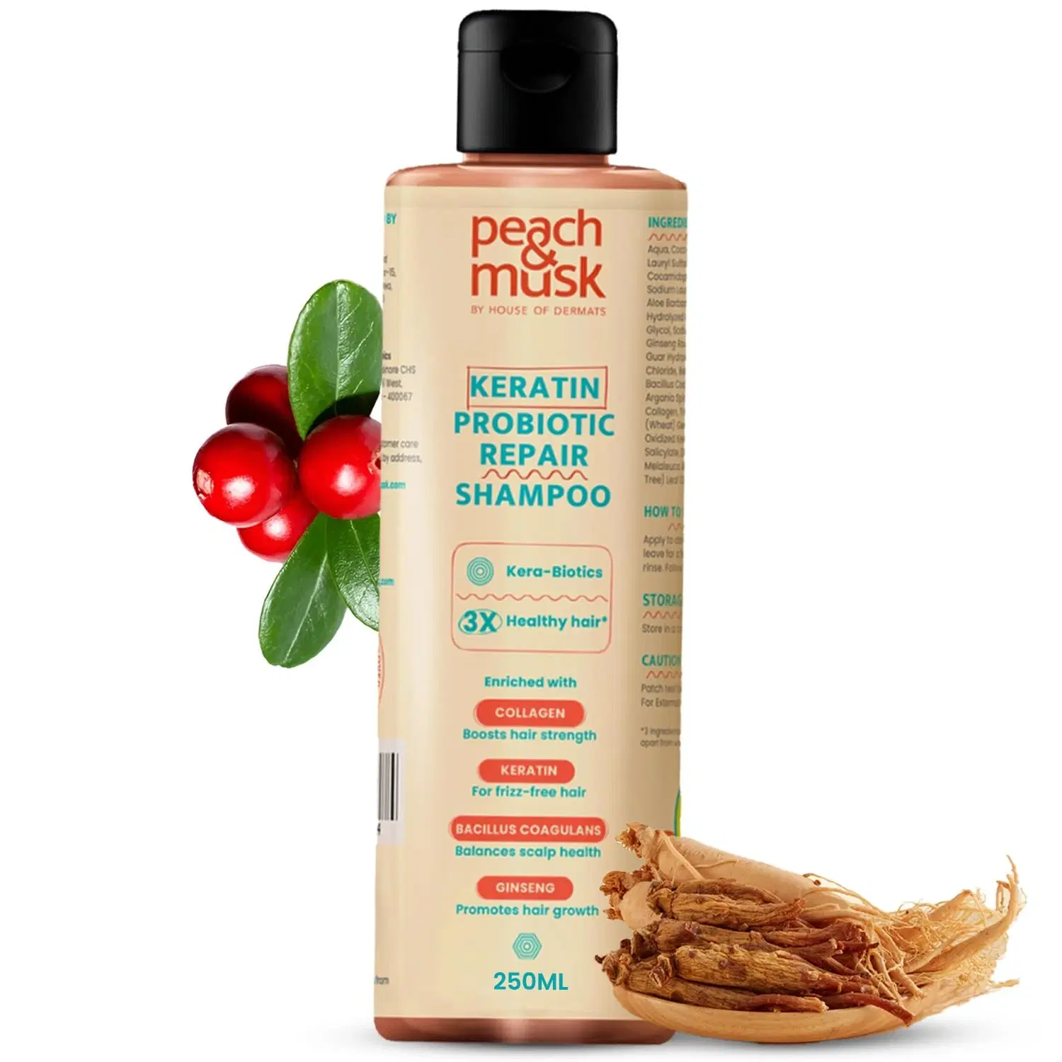 Peach & Musk Keratin Probiotic Repair Shampoo 250ml