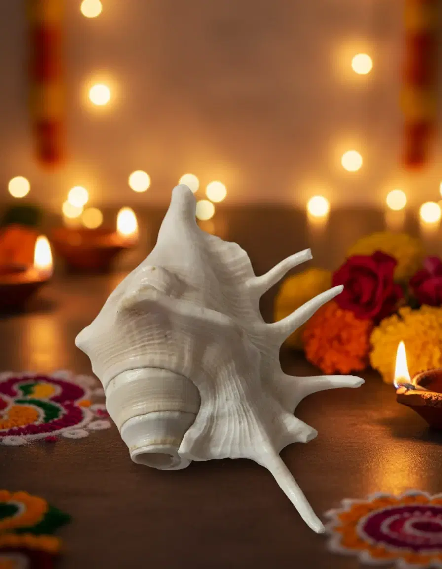 Decorative White Conch Shell for Pooja and Home Decor
