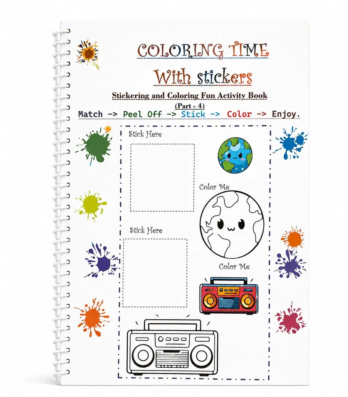 Coloring Time with Stickers Fun Activity Book Part 4