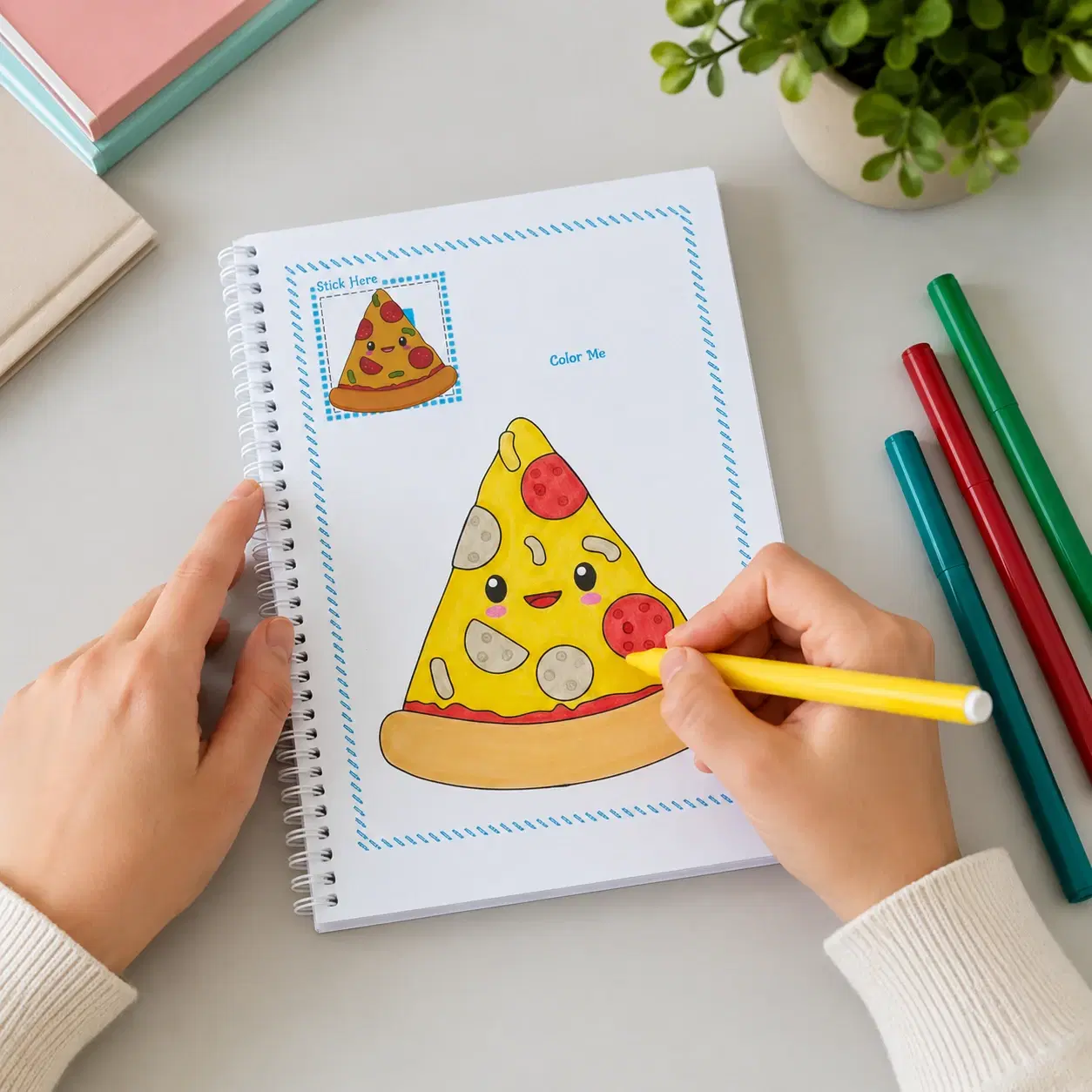 Kids Pizza Theme Coloring Activity Book