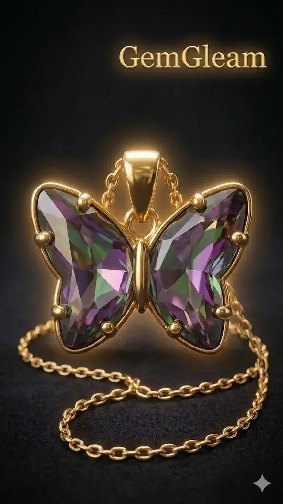 GemGleam Butterfly Crystal Pendant Necklace