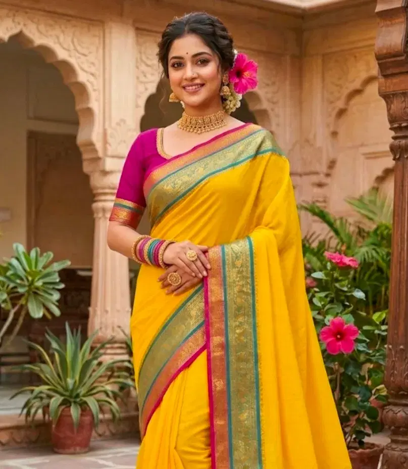 Women's Yellow Traditional Saree
