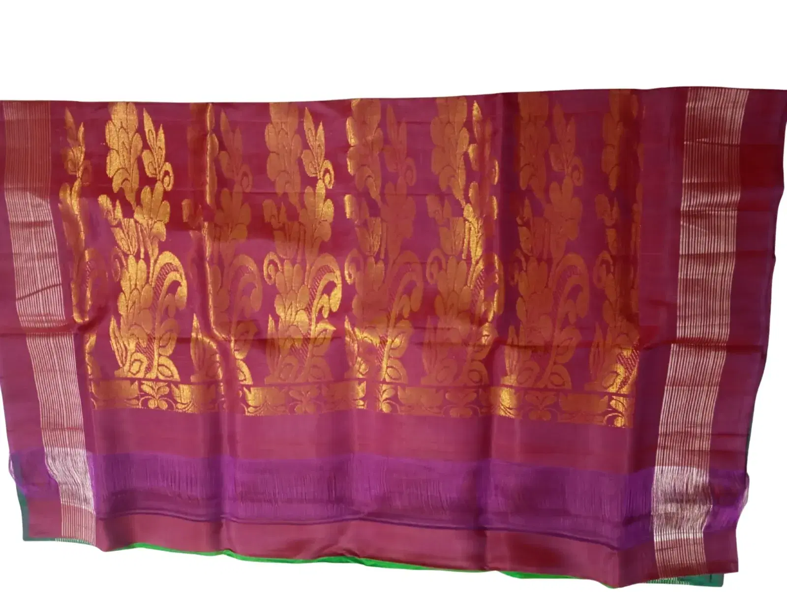 Kanchi Pure Silk Saree with Gold Zari Floral Motifs