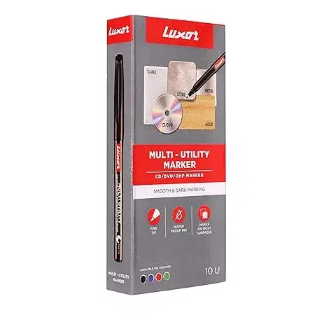 Luxor Multi-Utility Marker Pen - Black , Pack of 5