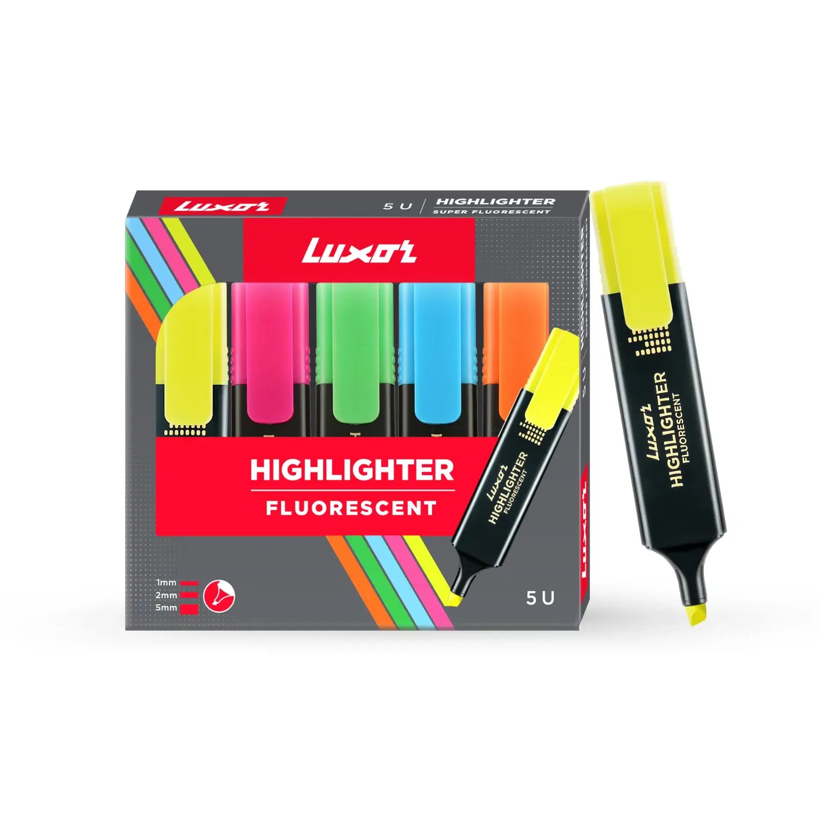 Luxor Fluorescent Highlighter Set of 5  * 2  Packs