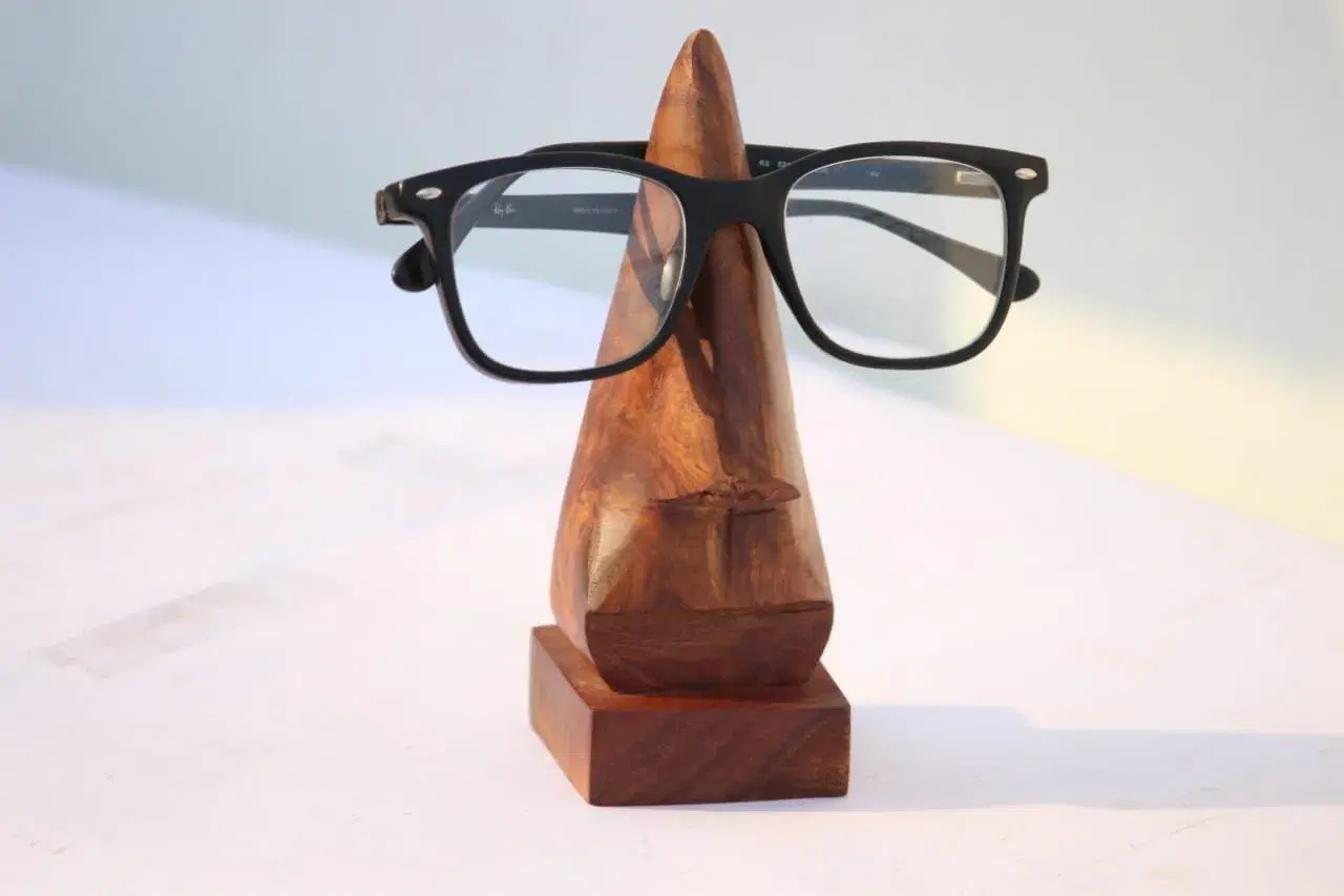 Wooden Eyeglass Holder Stand with Face Design