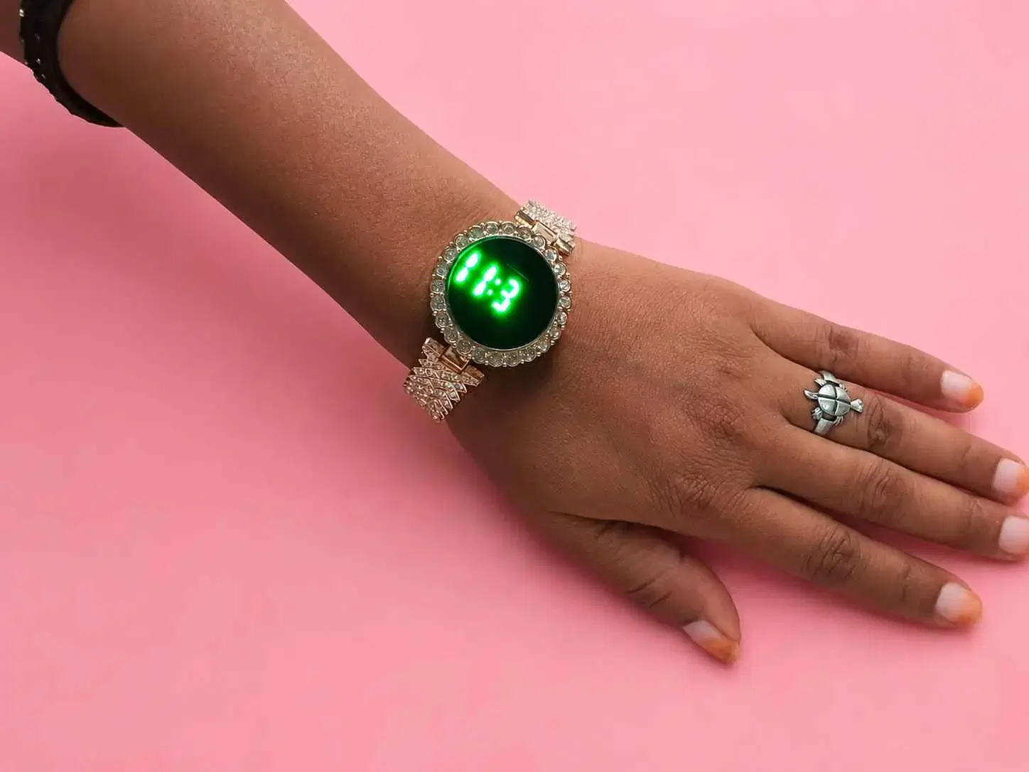 Women’s Rhinestone Digital Bracelet Watch