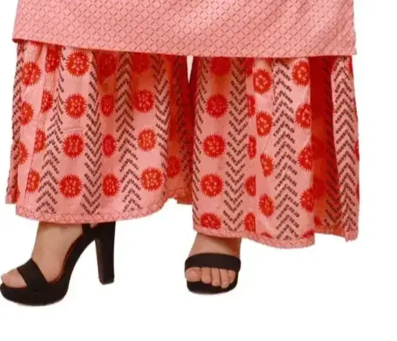 Women's Pink Printed Layered Palazzo Pants
