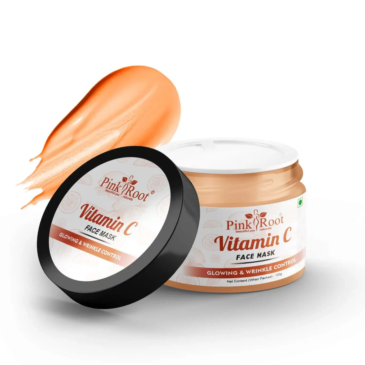 Pink Root Vitamin C Face Mask, Spot Clarifying & Glow Boosting Mask With Grapefruit, Tomato, Glycolic, Agran Oil, Calendula & Chamomile, Skin Brightening Face Mask 100gm (100 g)