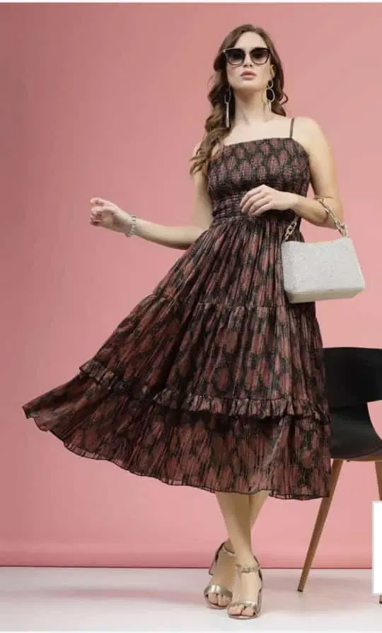 Women’s Smocked Floral Midi Dress