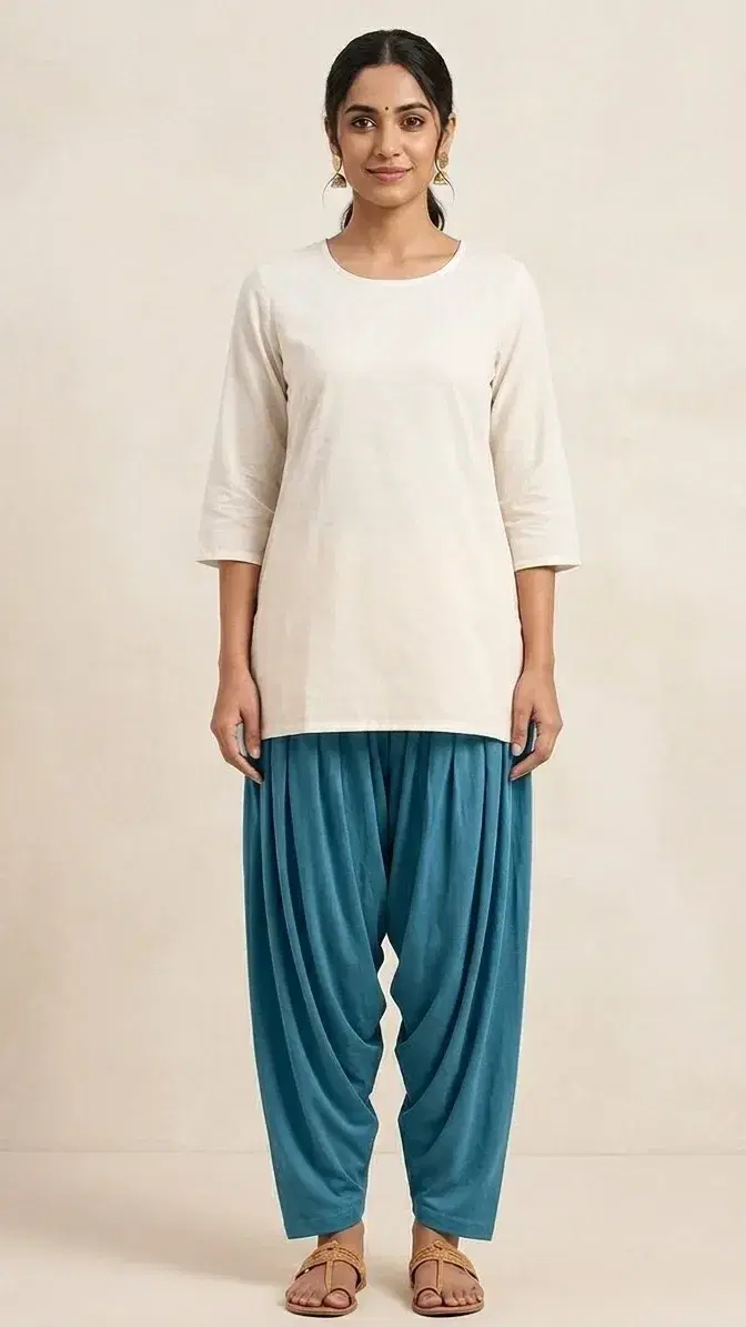 Women's Solid Cotton Blend Patiala Pant (Free Size)