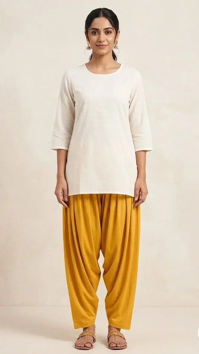 Women's Solid Cotton Blend Patiala Pant (Free Size)