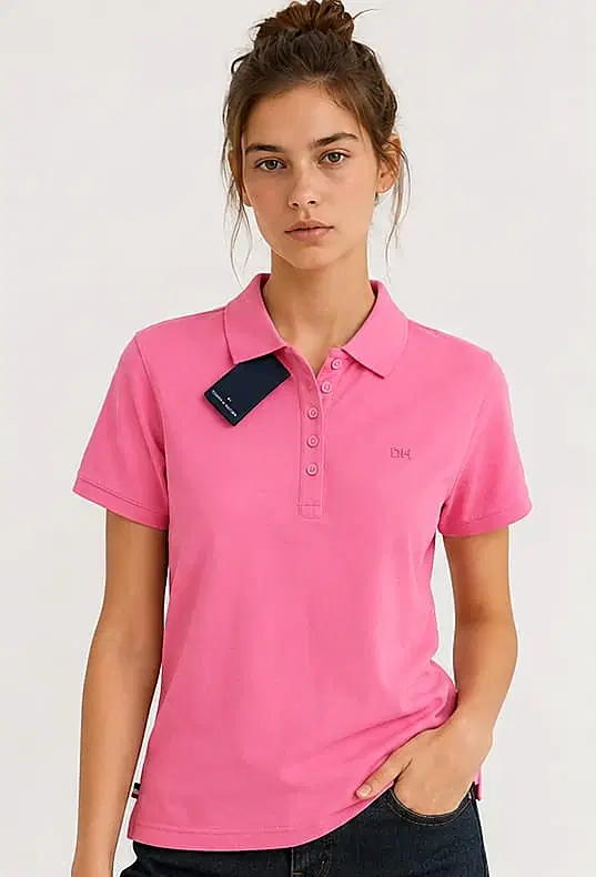 Women’s Pink Solid Polo T-Shirt
