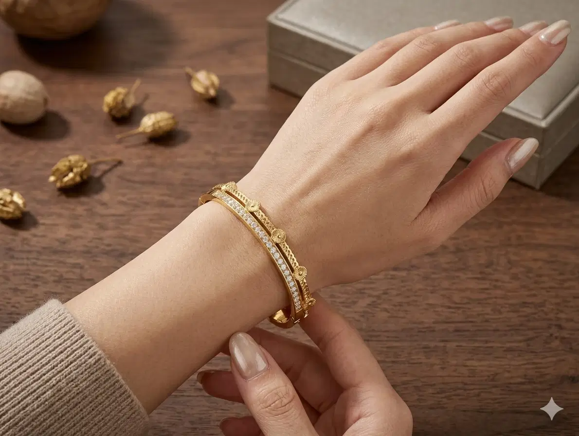 Gold-Tone Layered Floral Crystal Bracelet
