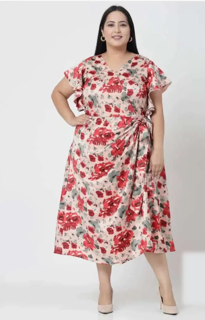 Women’s Floral Print Wrap Midi Dress