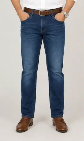 Men's Blue Ankle Fit Denim Jeans