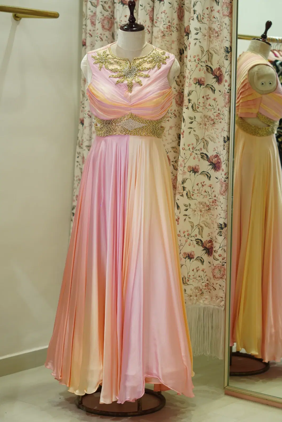 Women’s Peach Pink Embellished Wedding Gown