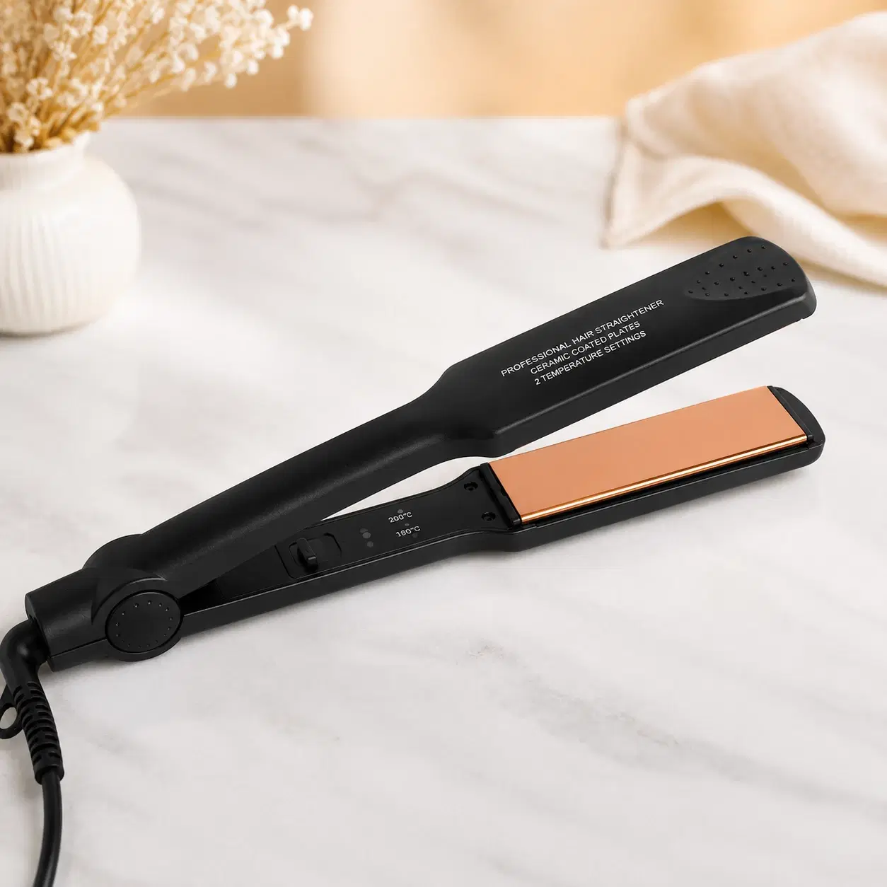 Professional Ceramic Coated Hair Straightener with 2 Temperature Settings