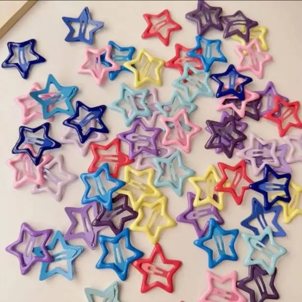 Giggles Boo 20 Pcs Star Tic Tac Hair Clips for Kids, Multicolour Clips for Girls Tic Tac Clip
