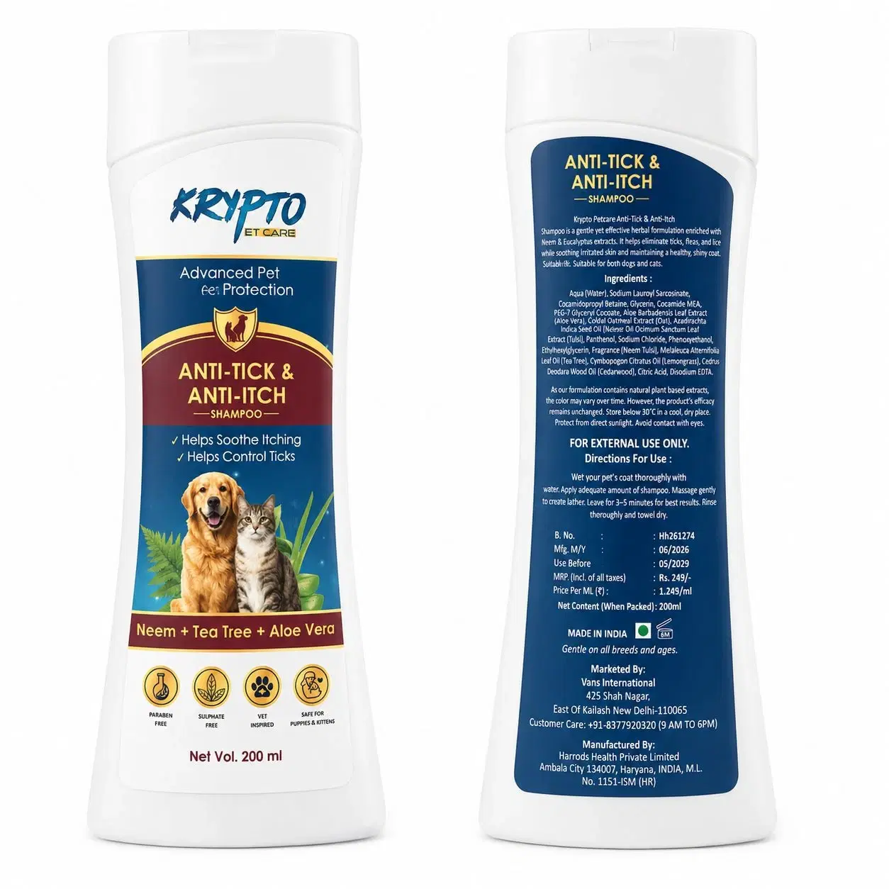 Krypto Pet Care Anti-Tick & Anti-Itch Pet Shampoo 200 ml