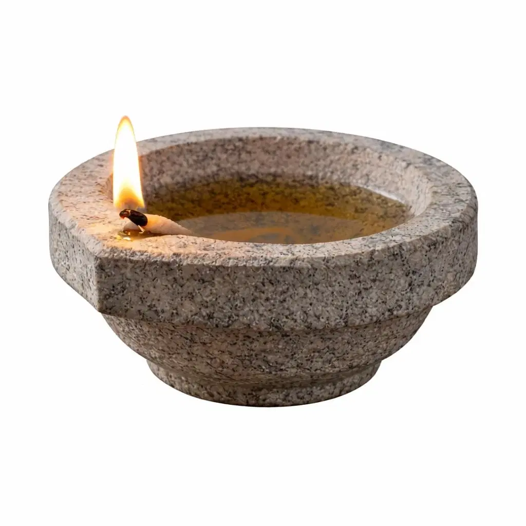 Stone Diya Oil Lamp, Big, 10x9x4.5 cm, 1 Qty