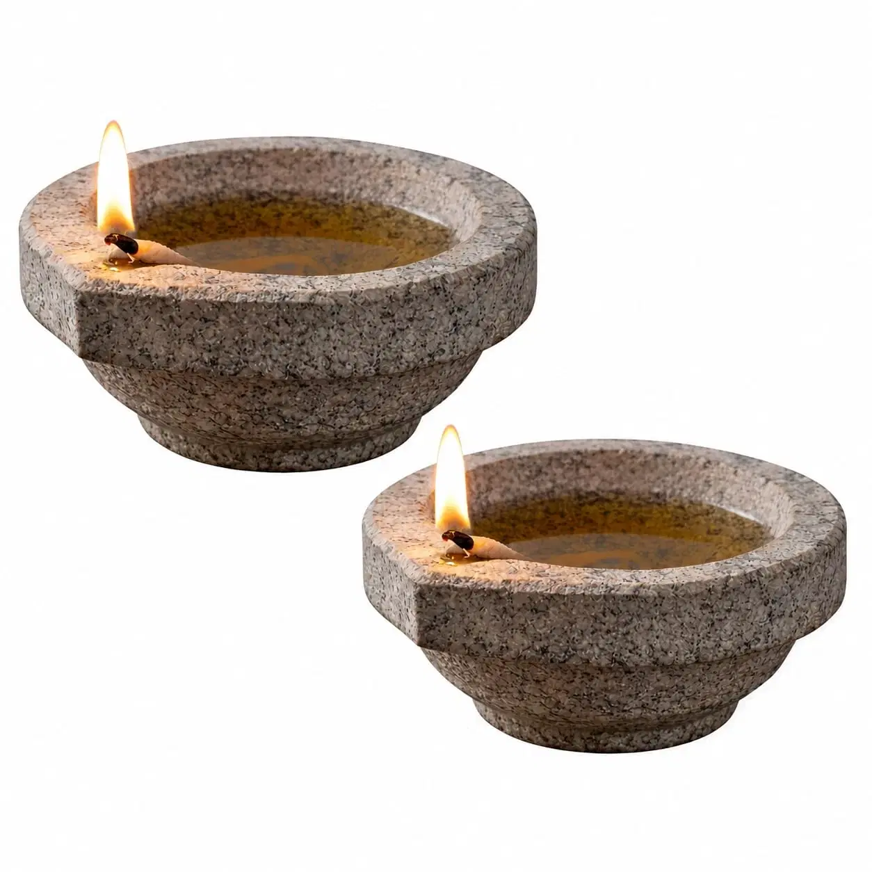 Stone Diya Oil Lamp, Small, 7x6.5x4.5 cm, 2 Qty
