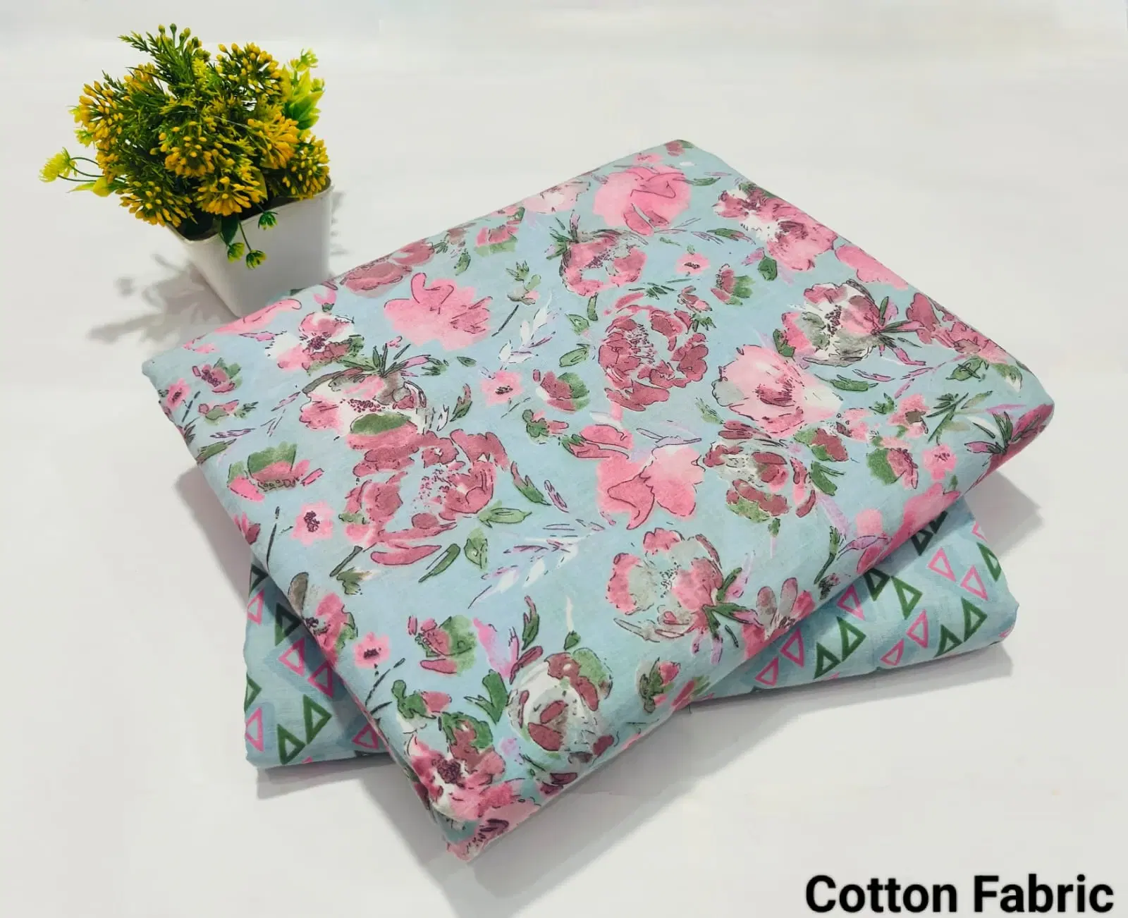 Women's Pastel Lavender Floral Hand Block Printed Cotton Dress Material