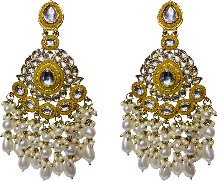 Tahaniya Traditional Kundan Pearl Drop Chandbali Earrings Chandbali Earring