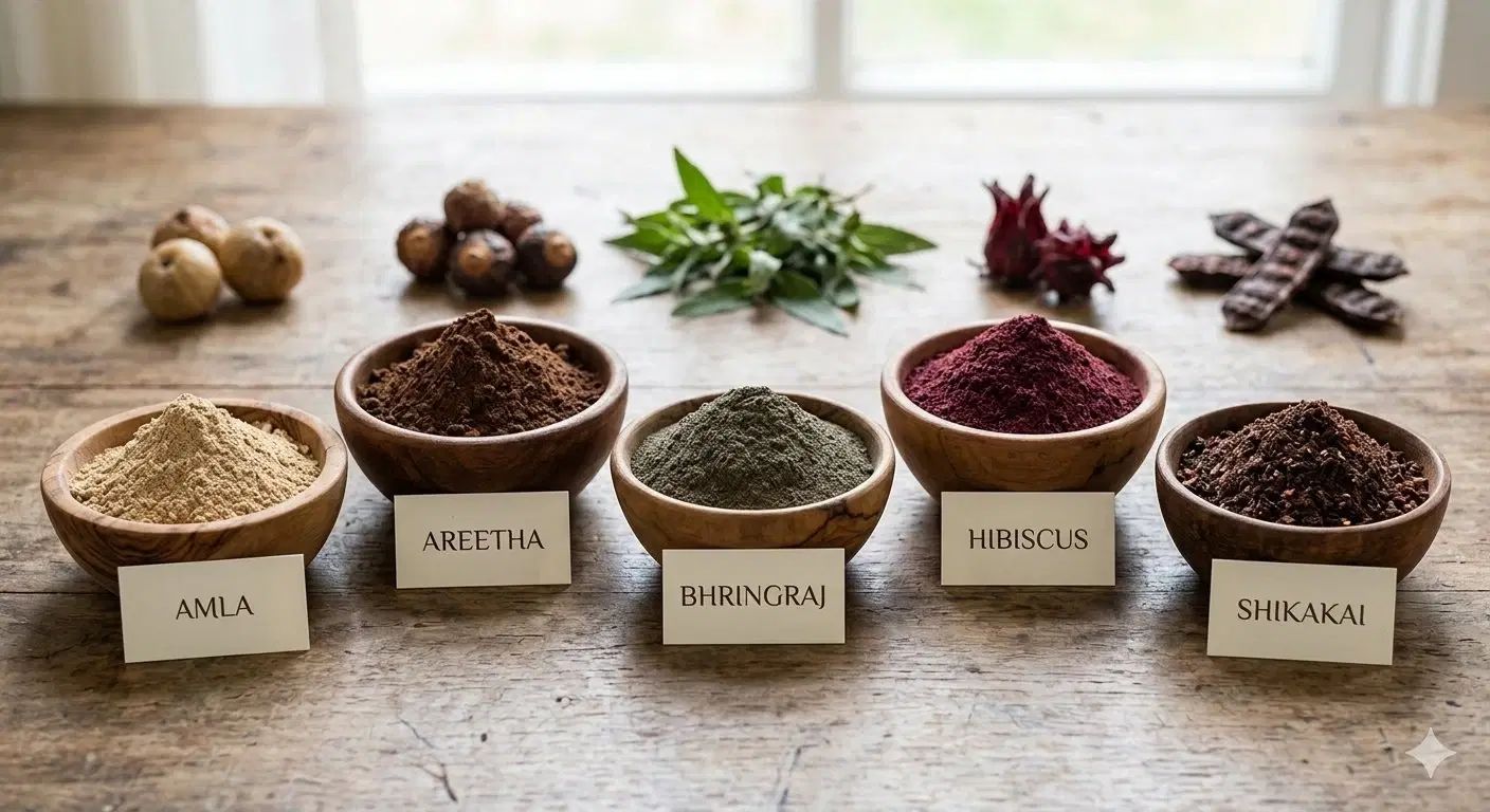 Divine Ethnics Amla Areetha Bhringraj Hibiscus Shikakai Hair Mask Powder