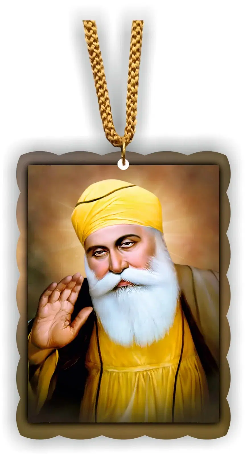 ART END Car Hanger Frame Photo guru nanak dev ji and Guru Gobind Singh ji First Sikh & Ten guru Divinity Sikh car Accessories for Hanging Ornament