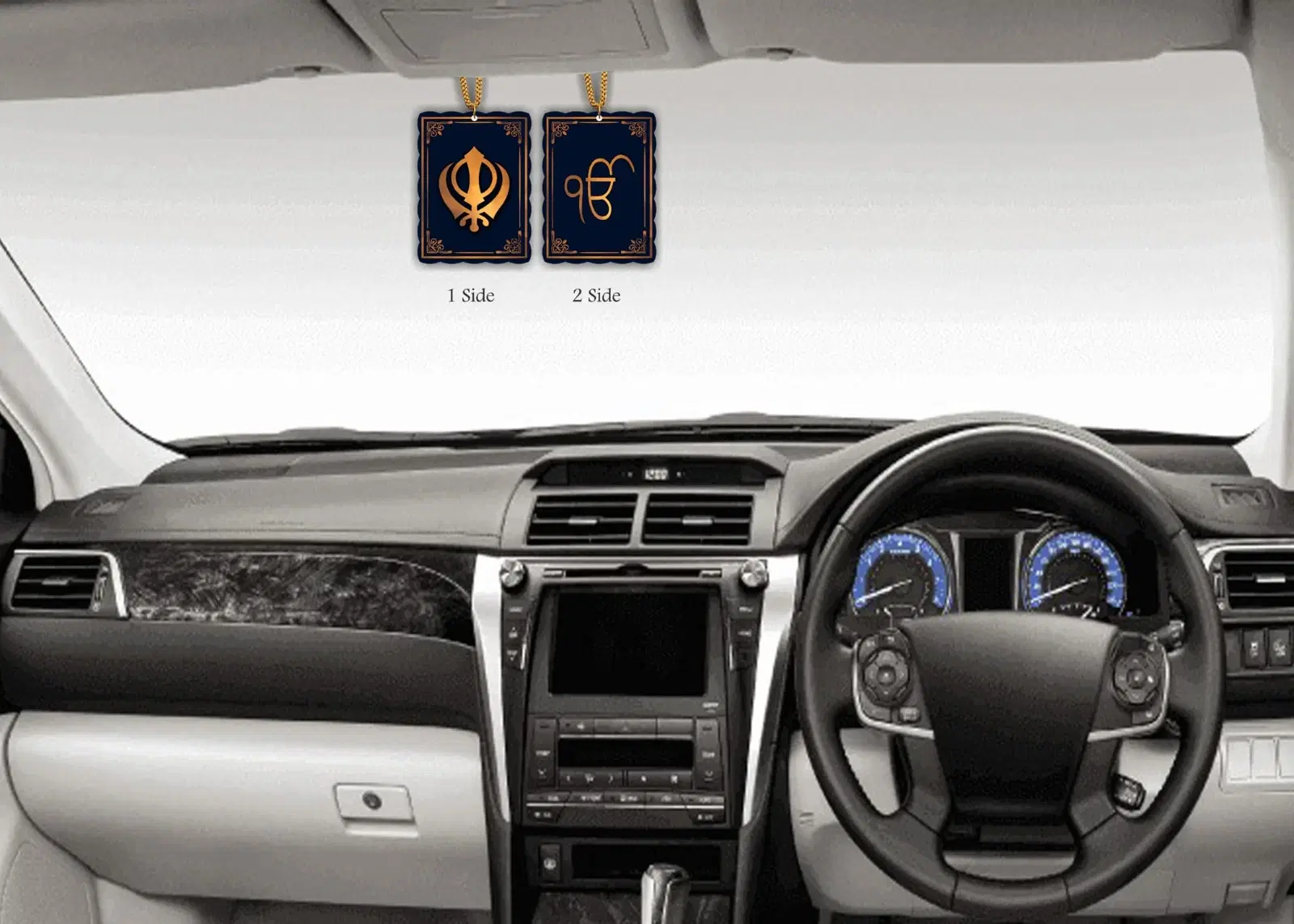 ARTEND car Rear View Mirror Hanging Khanda Ekonkar Photo car Hanging (Khanda-1)