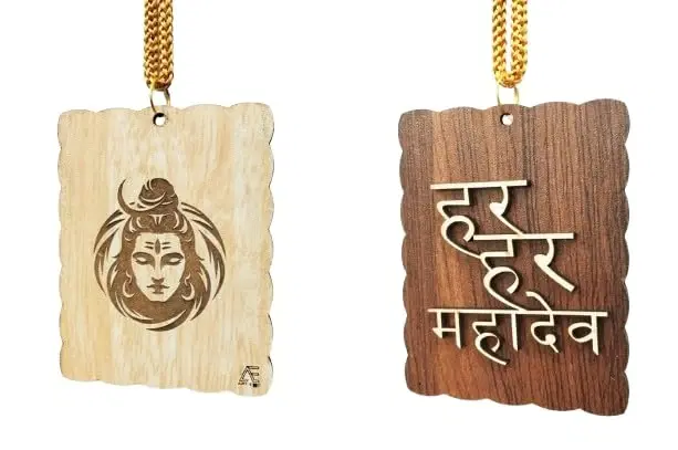 ARTEND Car Hanging Ornaments Wooden Shiv Har Har Mahadev