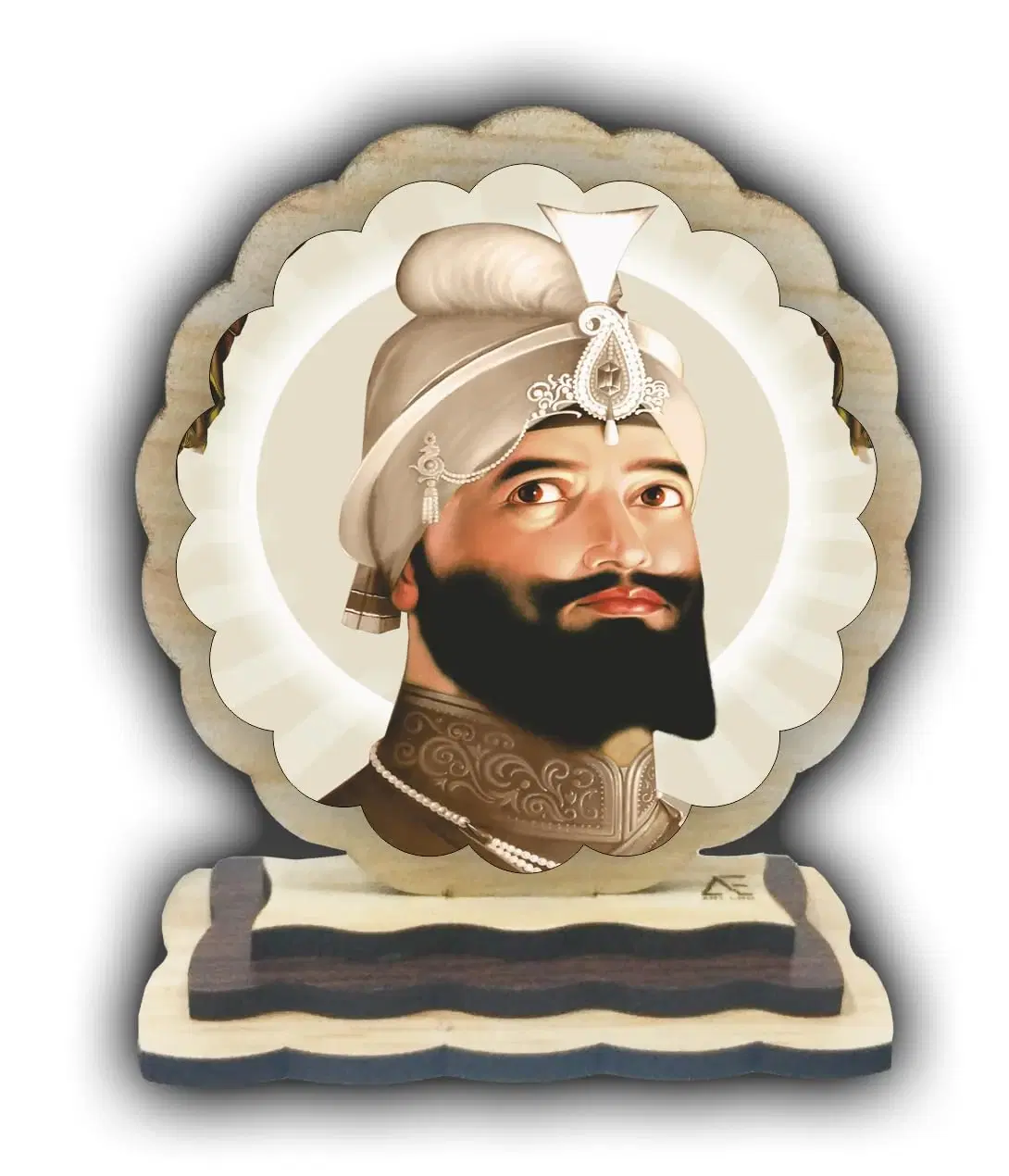 ART END Wooden Car Dashboard Decoration Item Guru Gobind Singh Ji for car Dashboard Accessories