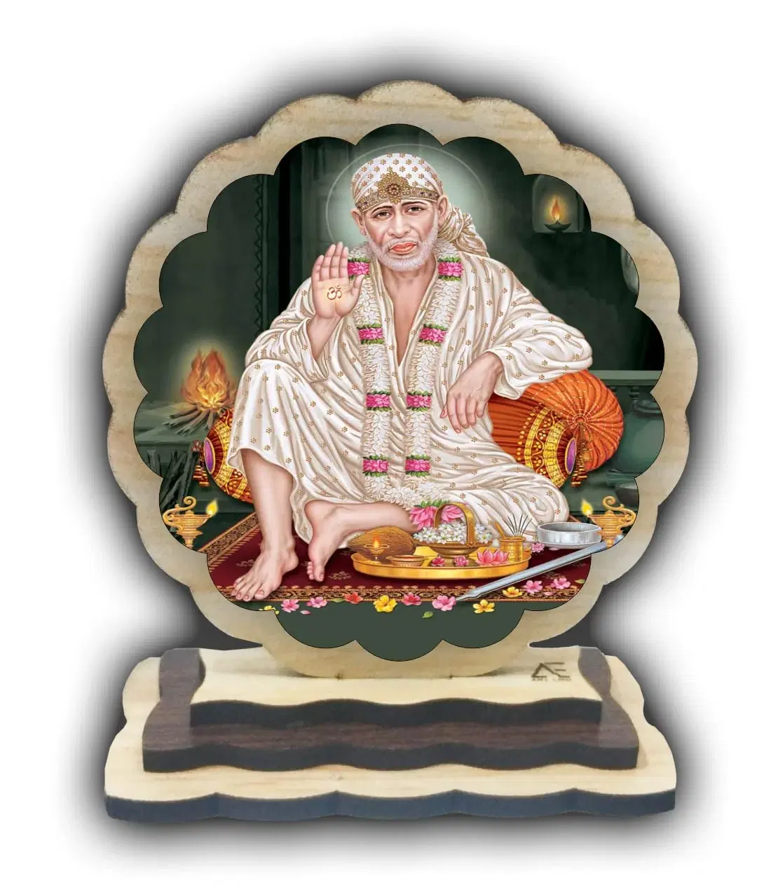 ART END Wooden car Dashboard Decoration Item shirdi saibaba Idol for car Dashboard -1
