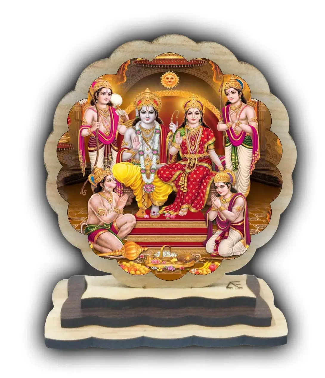 ART END Wooden Car Hindu car Dashboard god ram sita Photo Decorative showpiece for car Dashboard (R-1)