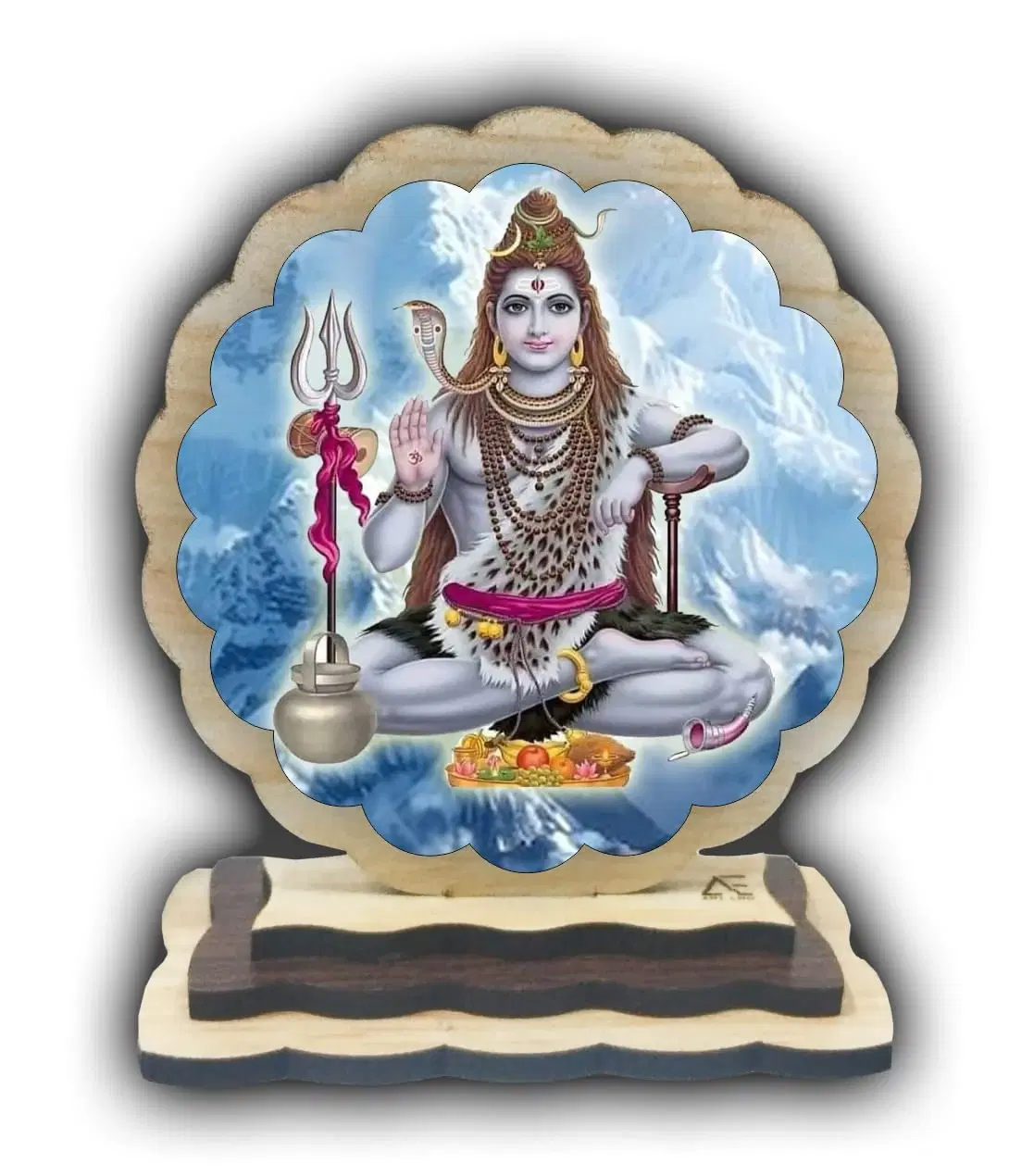 ART END Wooden Car Dashboard god Shiv Idols Photo Decorative showpiece for car Dashboard (S-1)