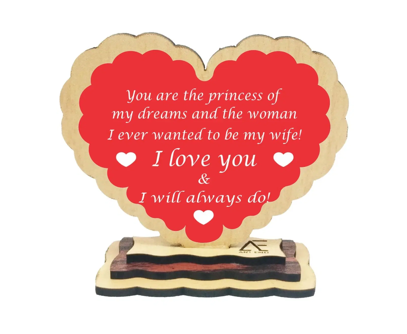 ART END Valentine Gift for Combo I Love Gift I Love You Message Photo Heart Wooden Showpiece (Red)