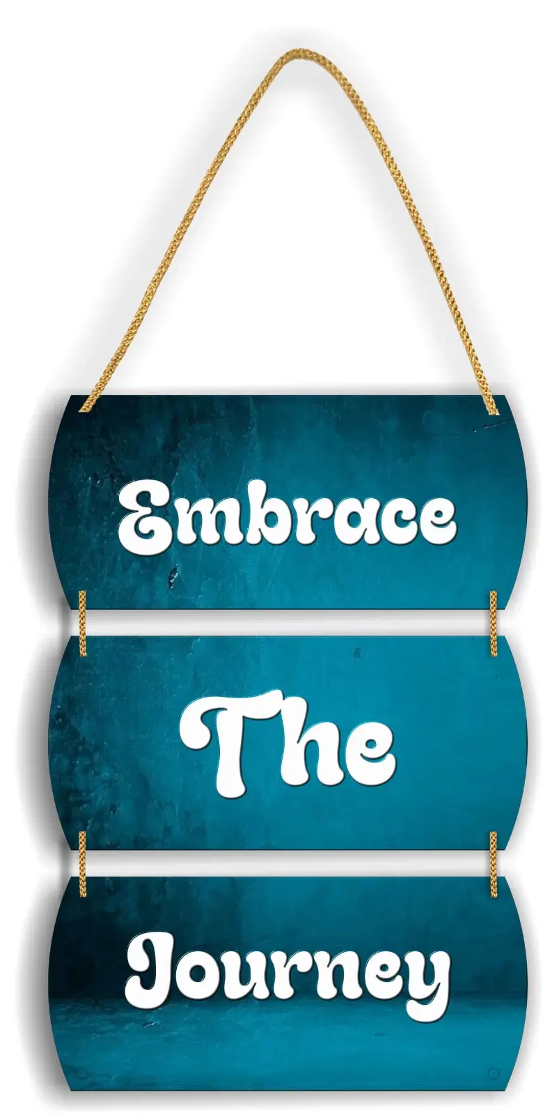 ART END Decorative Wall Hanging, 3-Tier Motivational Sign, Gold Rope, 50 x 23 cm (Embrace The Journey)