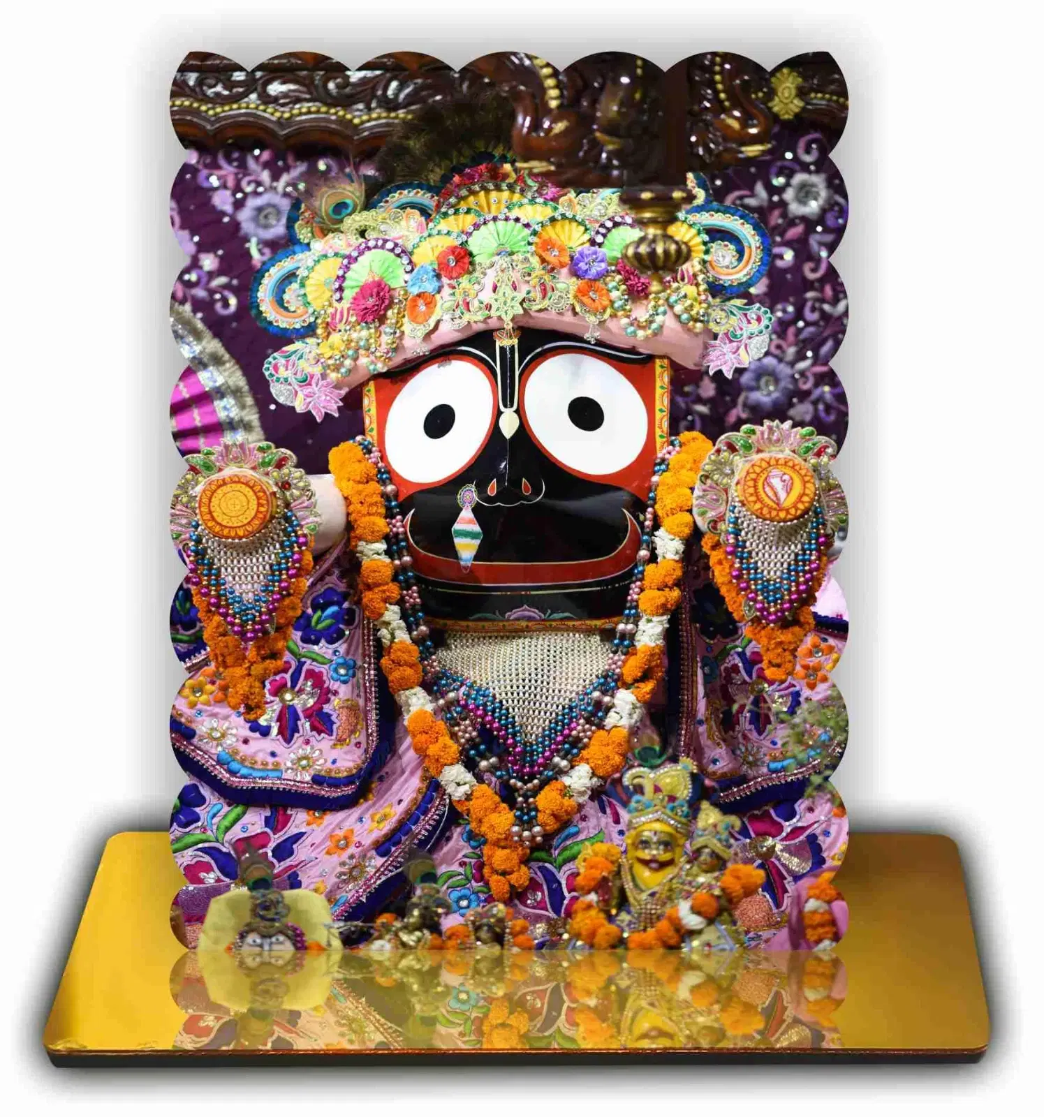ART END Premium Spiritual Jagannath Photo Frame with Golden Acrylic Base