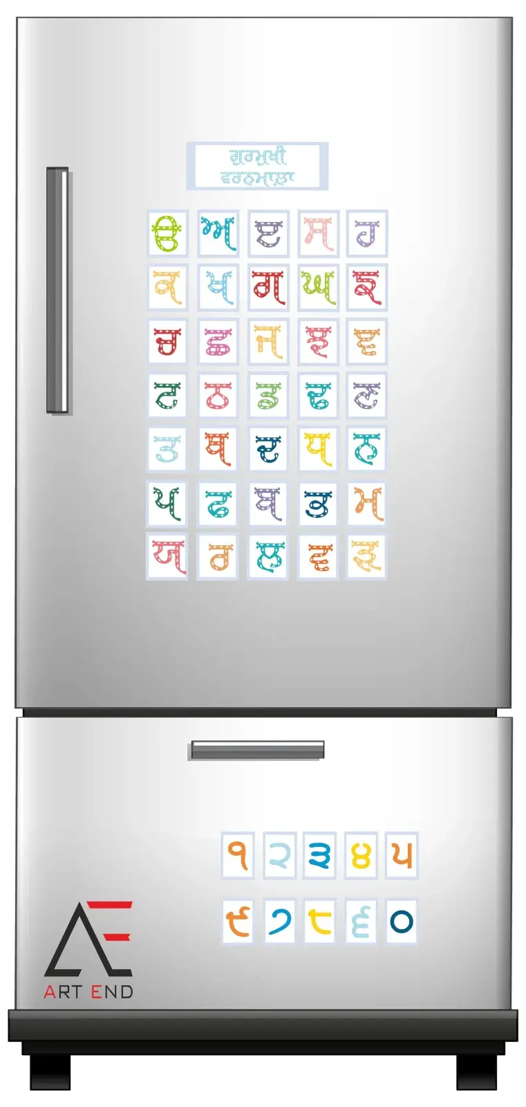 ART END Gurmukhi Alphabet Fridge Magnets, Colourful Punjabi Letters and Numbers, Educational Learning Penti Akhari (Pack of 1) (Set 46pc)