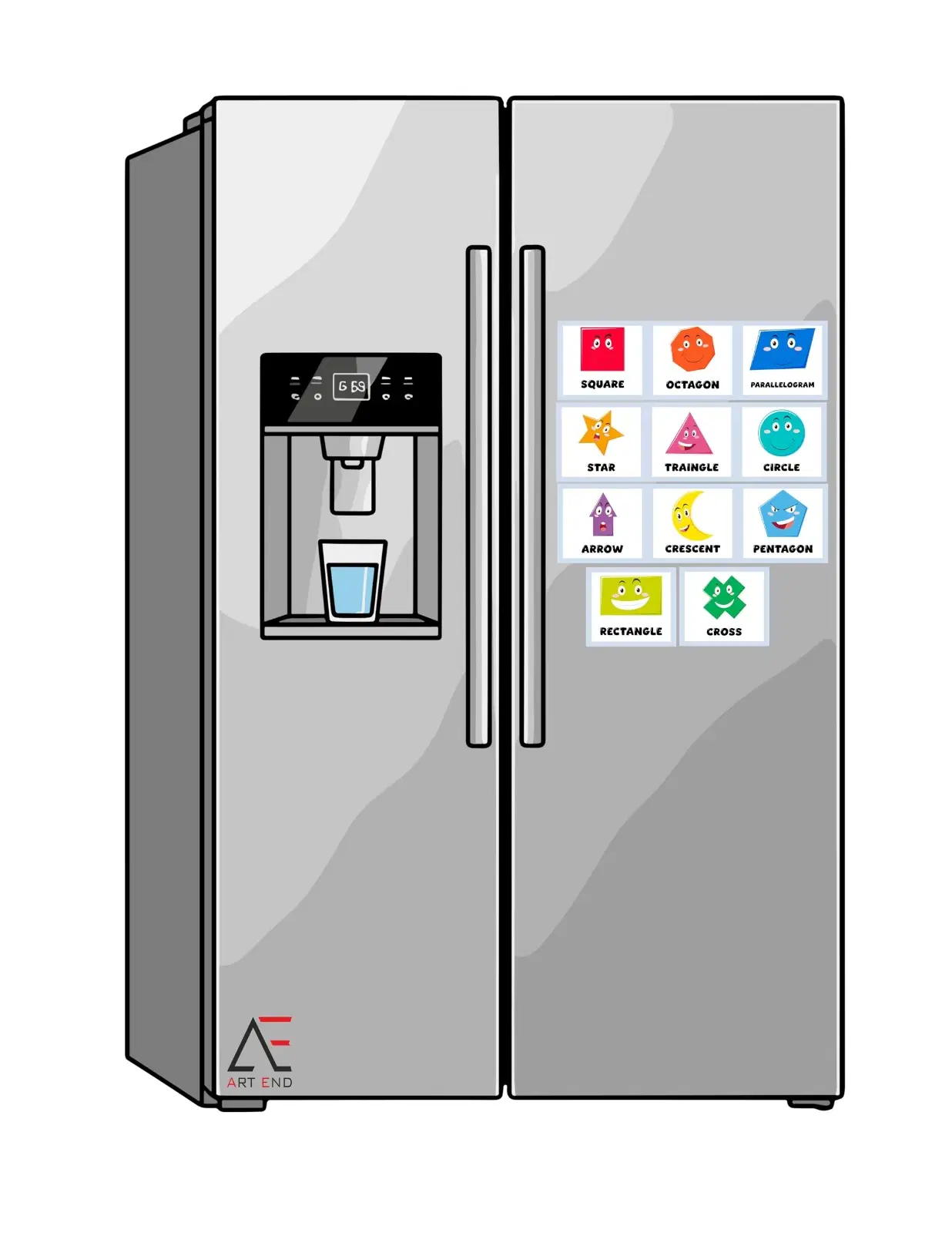 ART END Geo-Metric Shapes Fridge Magnets for Kids, 11 Piece Set, Color-ful Car-toon Edu-cational Refrigerator Magnets