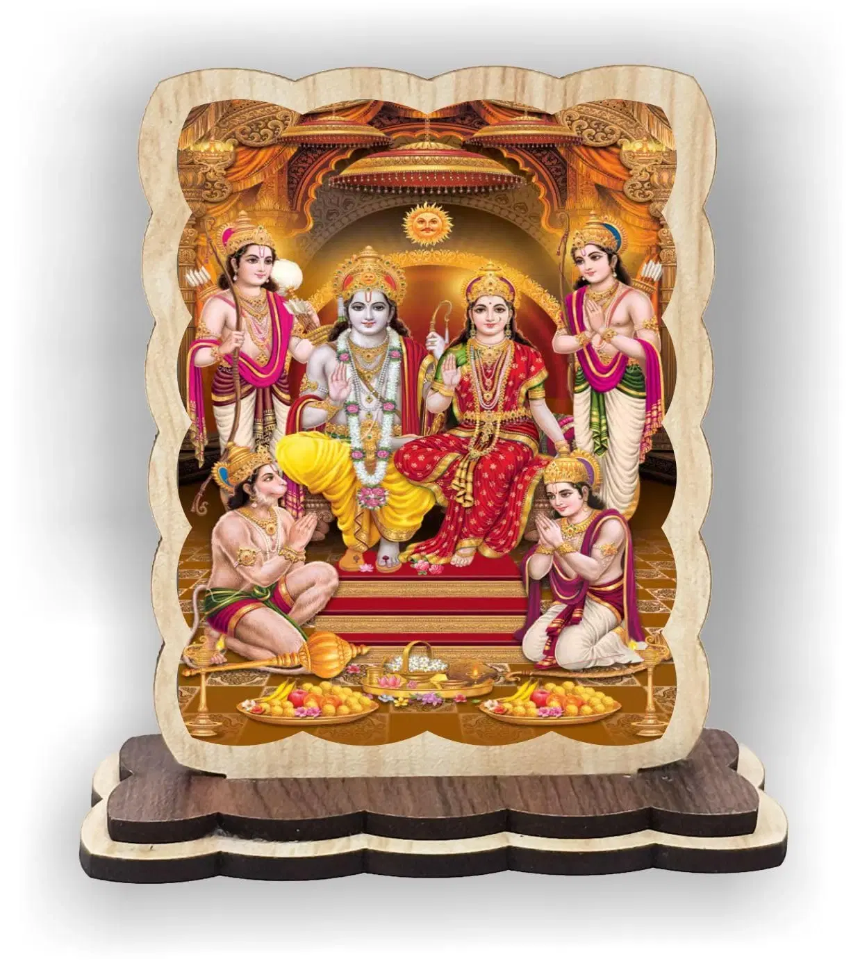 ART END Photo Ram Darbar for car Dashboard Wooden Car Dashboard Idol, Decorative Frame with Stand, 4 x 3.5 Inch (Ram Darbar 1)