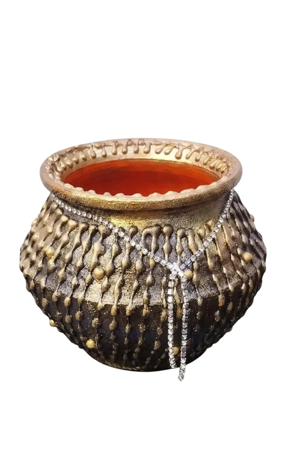 Curated Craft Terracotta Handcrafted Matki Planter with Antique Decorative Earthen Clay Mitti Pot for Artificial Plants Home,Office and Living Room Décor (17.78Lx12.7H cm)