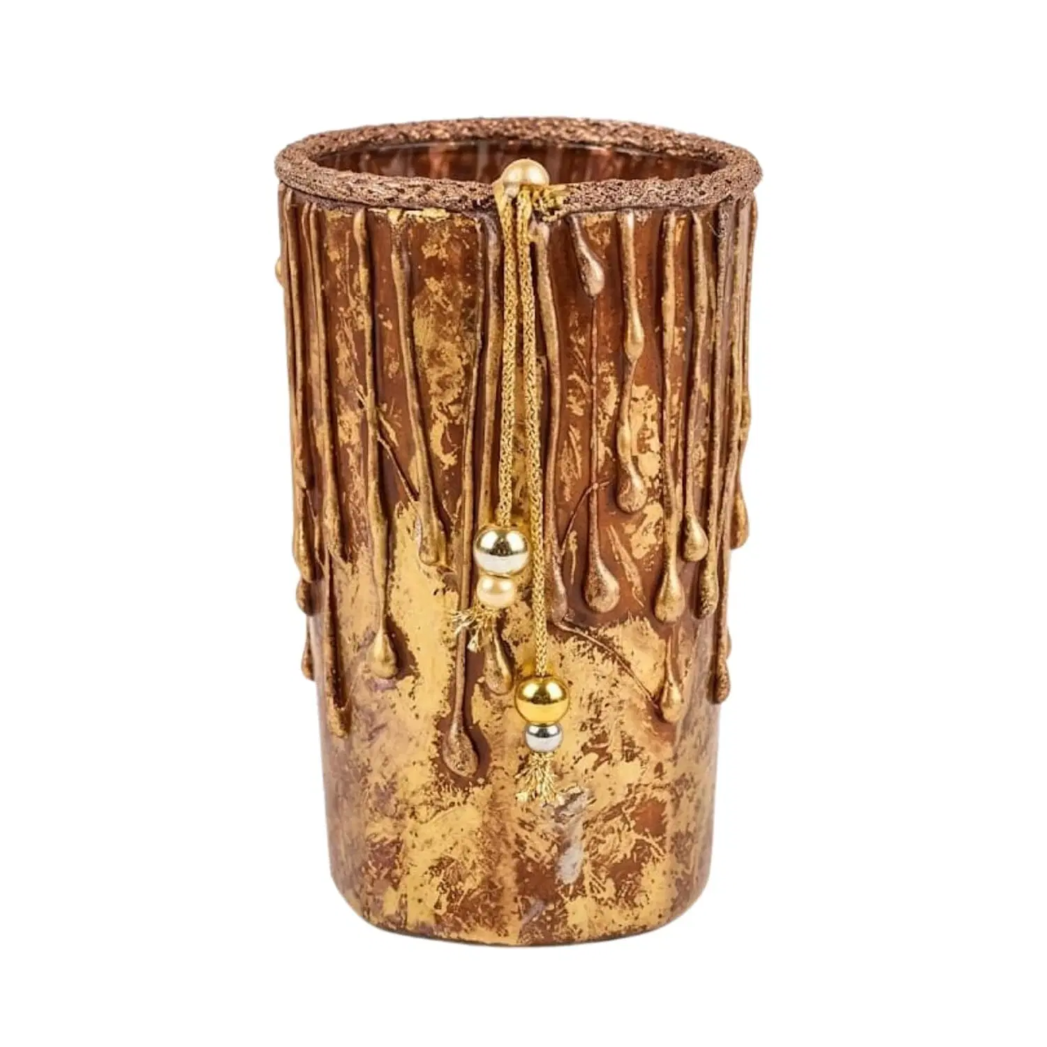 Curated Craft Handmade Decorative Flower Holder Vase with Rustic Antique Design for Elegant Home Styling (6.35Lx11.43H cm)