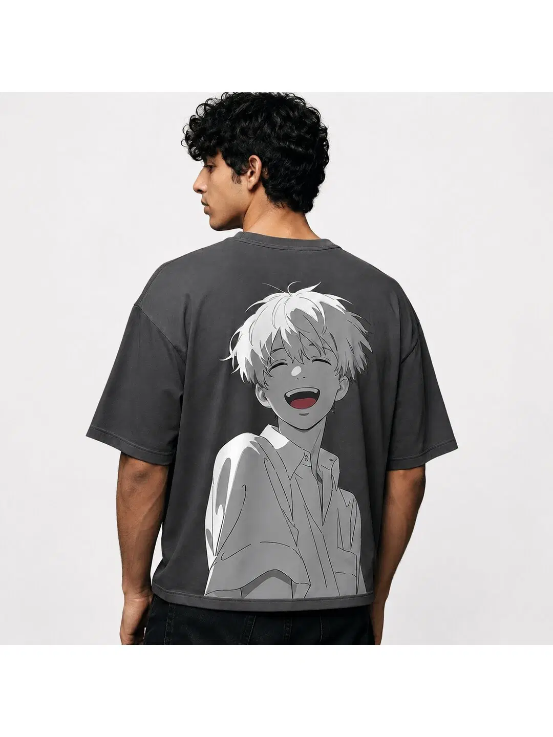 Retro Grain Printed Round Neck Oversize Pre-customized Tshirt for Men