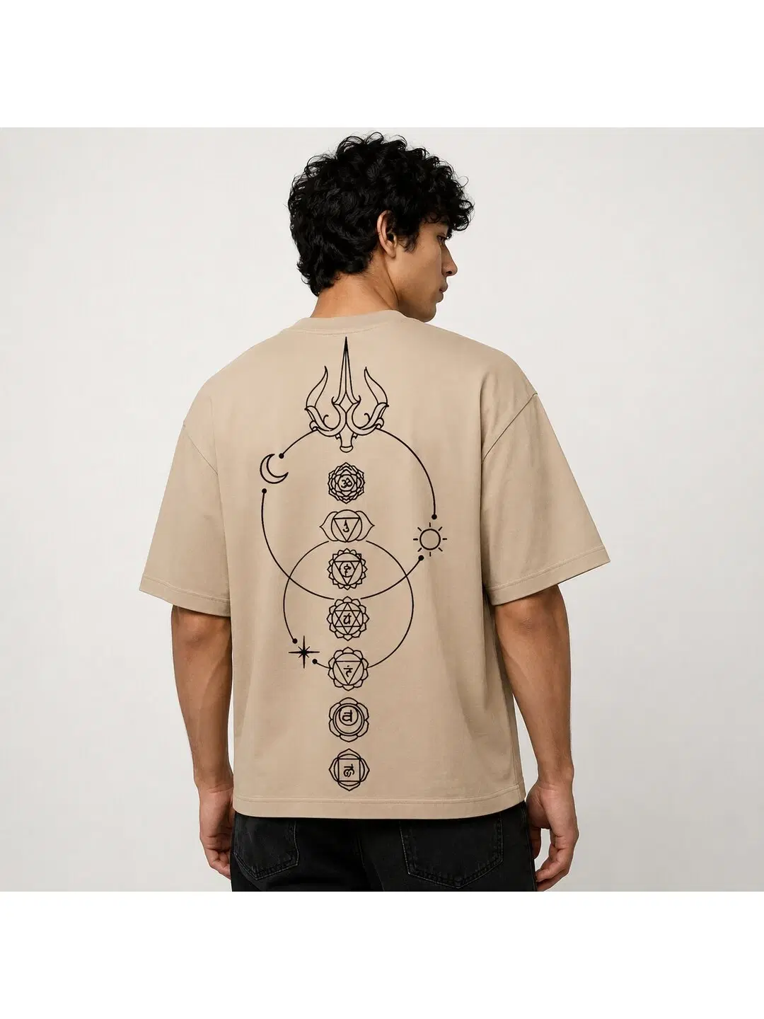 Lunar Drift Printed Round Neck Oversize Pre-customized Tshirt for Men