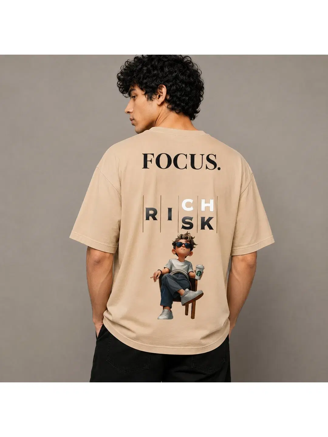 Focus Printed Round Neck Oversize Pre-customized Tshirt for Men