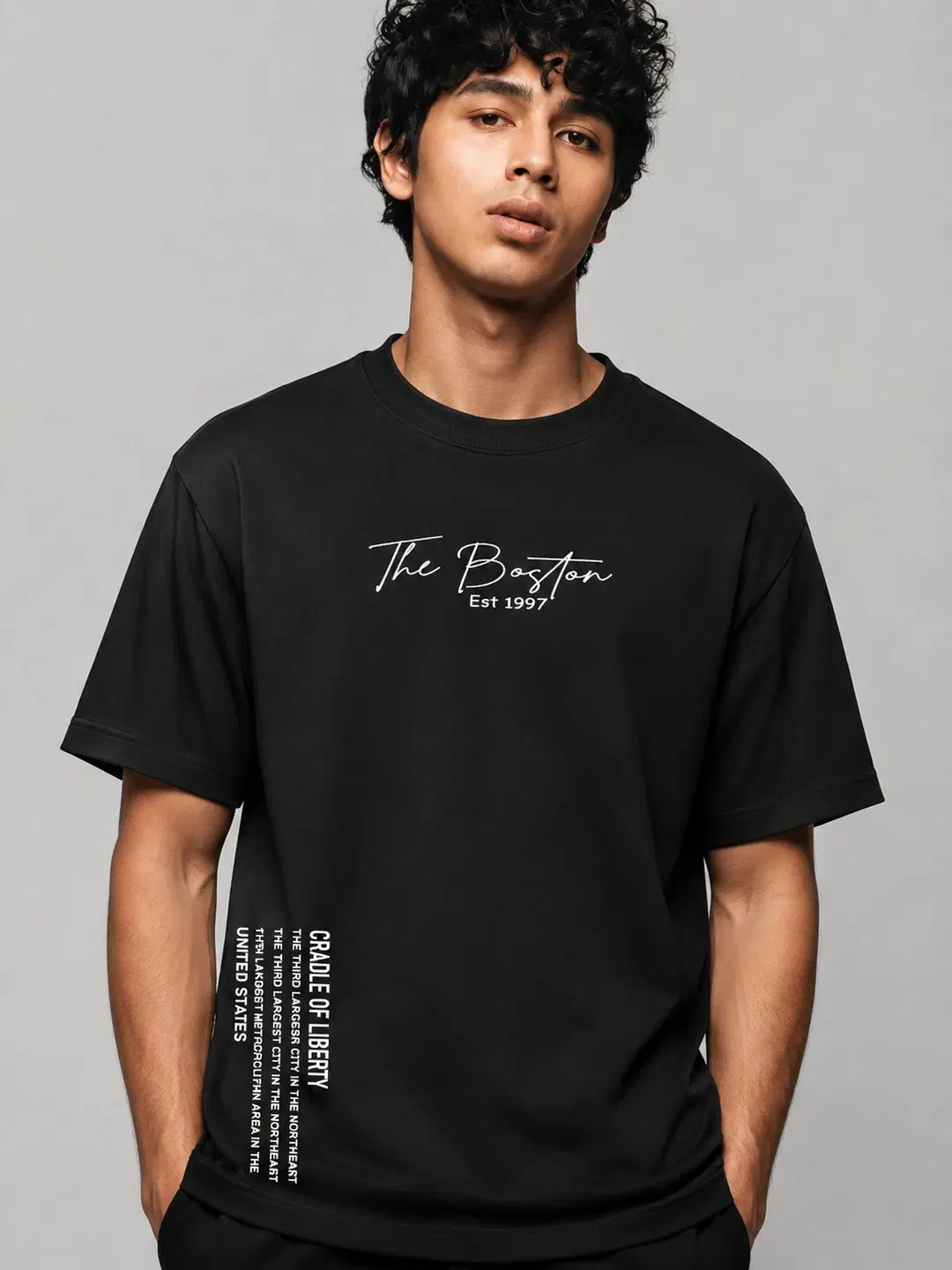 Bold Drip Printed Round Neck Oversize Pre-customized Tshirt for Men